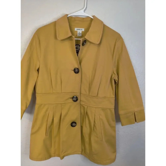 Harold's Yellow Mustard Collared Button Down 3/4 Sleeve Coat Jacket Size 8 - Picture 7 of 7